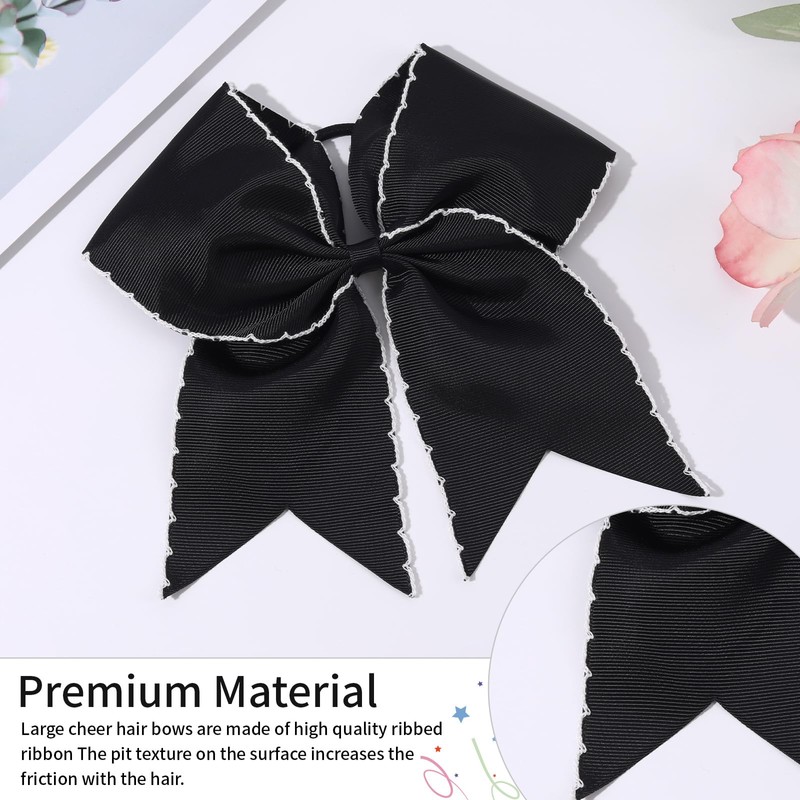CN Black Large Cheer Bows, Cheerleading Bows Ponytail Holder for