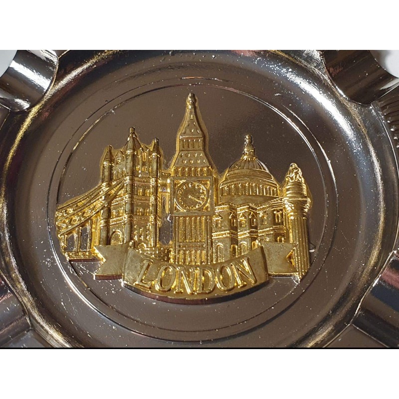 London Icons Mini Metal Ashtray - Collage in Golden Colour
