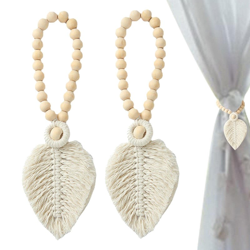 Curtain Rope Tiebacks,2 Pack Macrame Curtain Tieback -Shaped Curtain Holdbacks,Boho