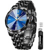 OLEVS Blue Black Watches for Men Waterproof Diamond Business Luxury