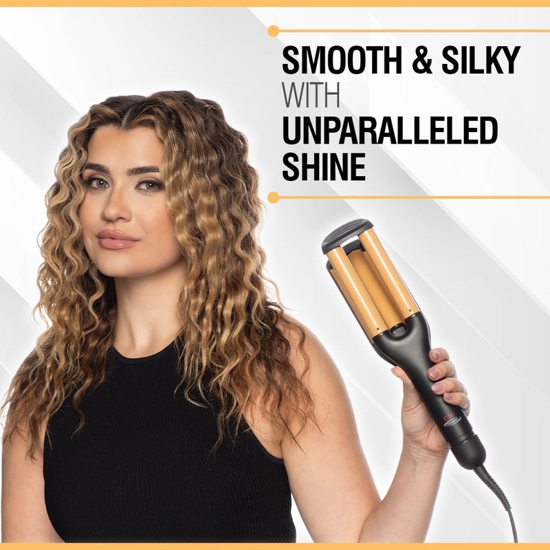 CHI Ceramic Triple Waver Iron, Curling Iron Creates Long-Lasting Frizz-Free,