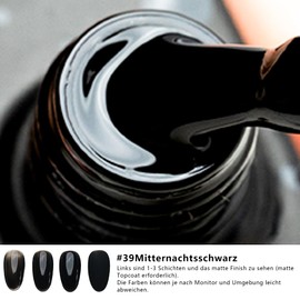 Sun&Beam Nails One Step Gel 3-in-1 | No Base or Top Coat Needed No Filing UV/LED Suitable Easy to Remove 15ml (#39 Midnight Black)