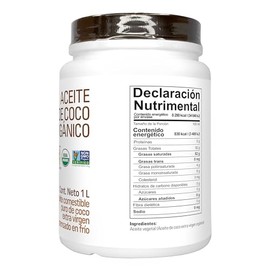 NBF - Aceite de Coco Orgánico Extra Virgen | Prensado en Frío | Ideal para Cocinar y Hornear | Con Sabor y Olor | No GMO, 1L