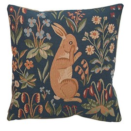 Charlotte Home Furnishing Inc. France Cushion Cover - Small, 14.00 in. x 14.00 in. | Medieval Rabbit Standing