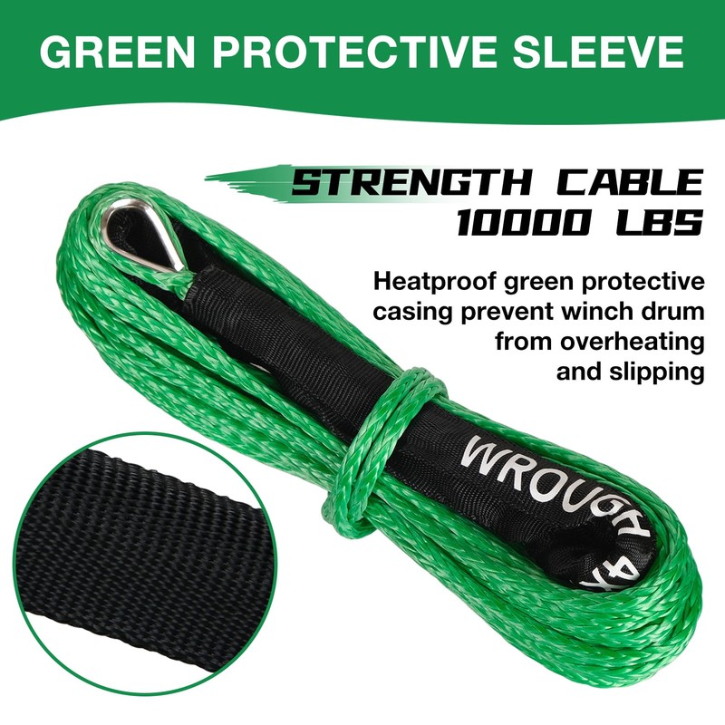 WROUGH 1/4 in x 50 ft Synthetic Winch Rope with