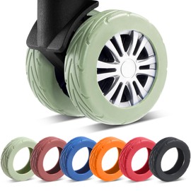 Wanzhuango 8 Pcs Upgrade Luggage Wheel Covers, Carry On Luggage Suitcases,Wear-Resistant, Anti-Noise, Silicone Wheel Protective Covers for 2-2.4" Spinner Wheel,Essential Travel Accessories (Green)