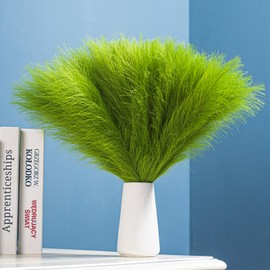 Bnecnet Faux Pampas Grass Decor - 10 Stems 17.7" Artificial Pampas Grass Bouquet Small Pompas Floral Arrangement and Vase Filler for Boho Home Wedding Mothers Day Decoration（Green）