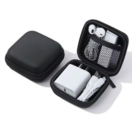 CHIVOLONA Charger Case,Mini Cable Organizer Cases,Pouch Case Bag,Small Charger Organizer,Waterproof Travel Storage Carrying Bag for USB Drives,Power Adapter,Earphones,Cords etc,Single Layer,Black