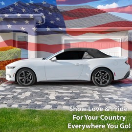 BOGAR TECH DESIGNS Precut Quarter Window American Flag Vinyl Decal Sticker Compatible with Ford Mustang Convertible 2024-2025, Distressed Matte Black