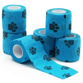 Bandages First Aid Tape Cohesive Bandage First Aid Bandages Cohesive Wrap Adhesive Bandage Self Adherent Cohesive Wrap Bandages Colorful Bandages (Blue Footprint, 2-Inch)