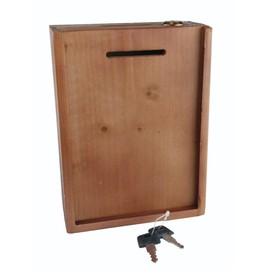 Wooden Locked Desk-Wall Donation Box Suggestion Box - with Lock and 2 Keys 01 (Dark Beech Wood)