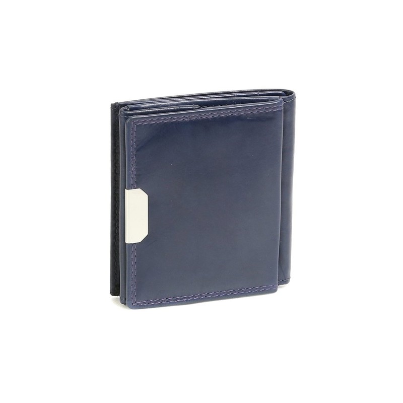 Small Leather Boxed Style wallet with large coin compartment LEAS,