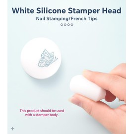 KADS 6 Pcs White Silicone Nail Stamper Heads Jelly Nail Art Stamper Head French Tip Nail Stamping Head Nail Stamp Replacement Heads Nail Art Manicure Tools