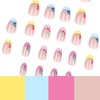 Short Press on French Tip Nails Almond Shape Cute Summer