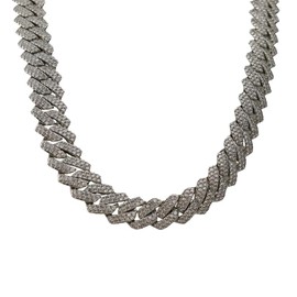 MISION 12mm diamond prong link chain silver - 18 inch