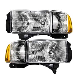 EPIC LIGHTING Halogen Replacement Spec Headlights Compatible with DODGE 99-02 RAM 1500 2500 3500 w Sport Package [ CH2502123 CH2503123 55077025AC 55077024AC ] Pair