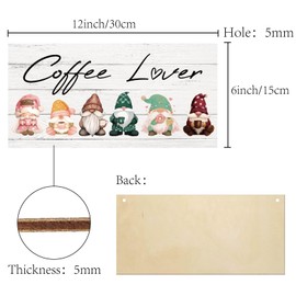 CREATCABIN Coffee Lover Sign Decorative Christmas Gnome Wood Sign Home Decor Wooden Sign Plaque Hanging Wall Art for Coffee Bar Cafe Farmhouse Yard Office Home Kitchen Front Patio Decor 6 x 12inch
