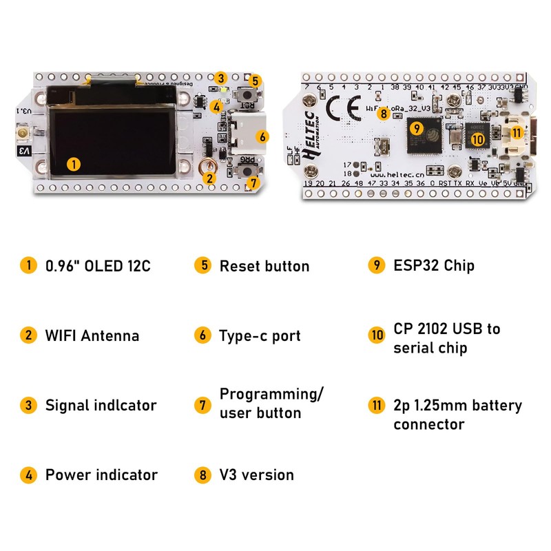 APKLVSR LoRa ESP32 Board, Lora V3 WiFi + BLE Development