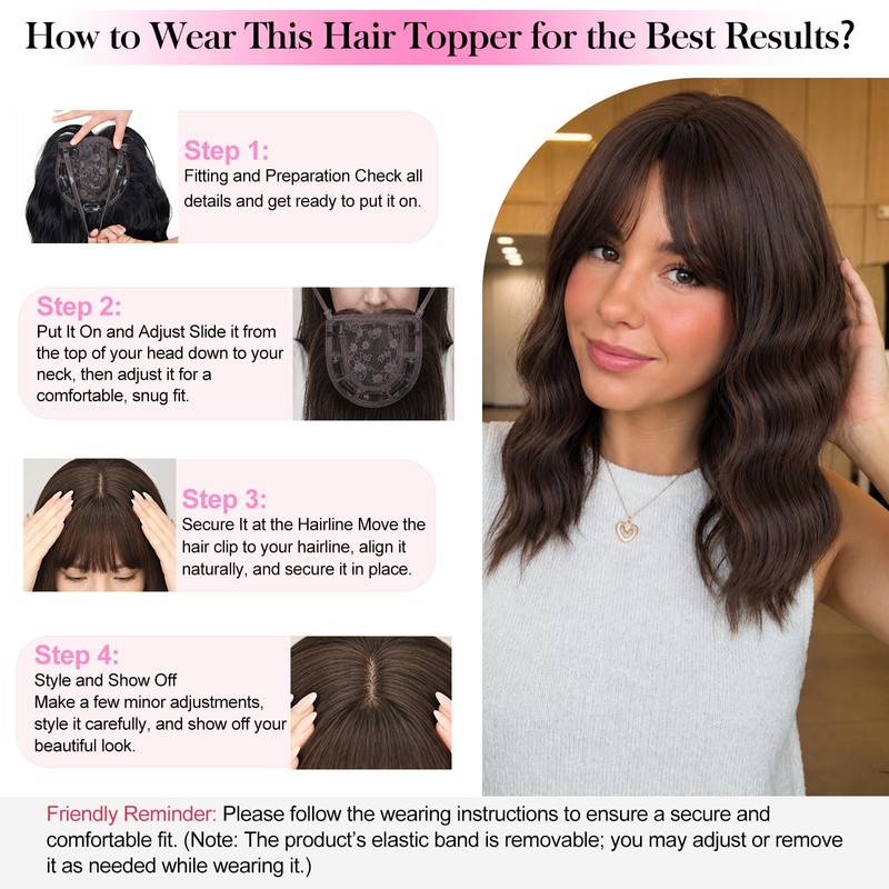 Hair Toppers for Women 16 Inch Synthetic Lightweight Natural