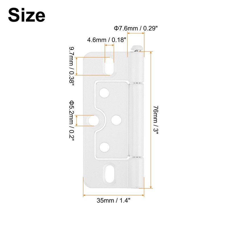 uxcell 6Pcs 3x1.4 Inch Door Hinges Non-Mortise No Noise Bifold
