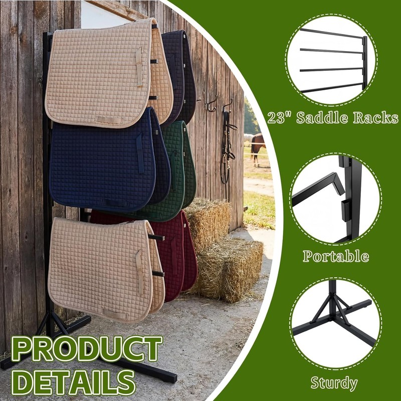 Noliven 8-Tier Portable Saddle Pad Rack with Stand for Horse