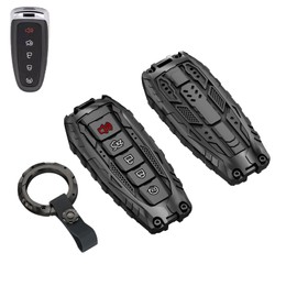 Heavy Key Fob Cover Case Protector for Ford, Keychain, Accessories for Ford C-Max Edge Escape Expedition Explorer Flex Focus Taurus Lincoln MKS MKT MKX Navigator (Model-C Black)