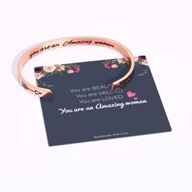 M MOOHAM Gifts for Women Friend Birthday, Rose Gold You are Amazing Woman Bracelet Inspirational Encouragement Gifts for Women Jewelry
