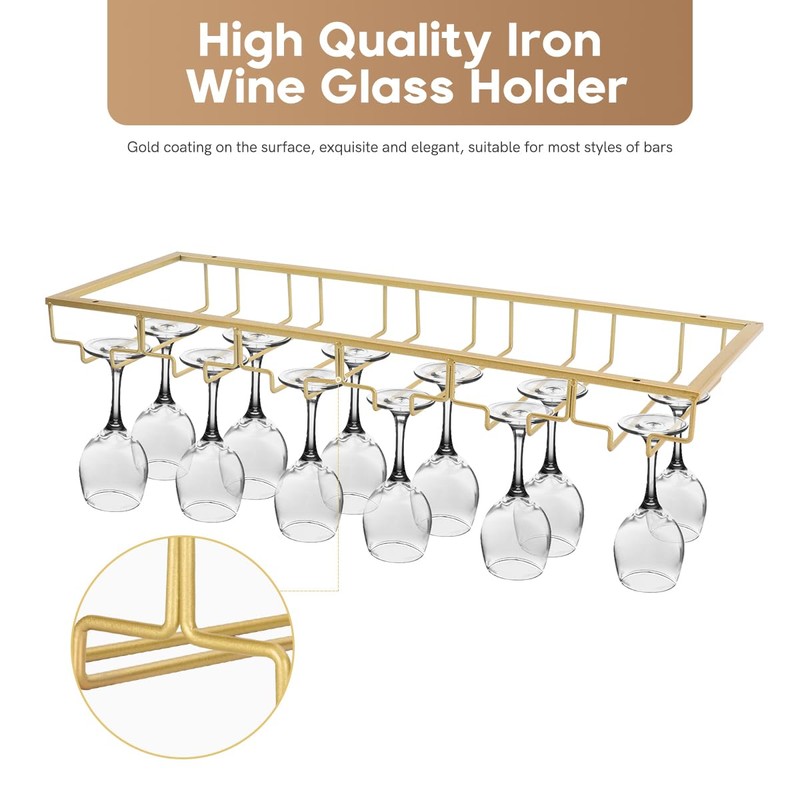 Xverycan Wine Glass Rack Under Cabinet, 6 Row Extreme Large