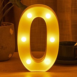 Decorative Led Light Up Number Sign for Night Light Wedding Birthday Christmas Home Bar Graduation New Year Decoration Number(0)
