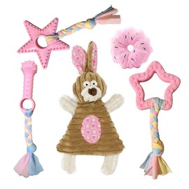 Volacopets Puppy Toys for Teething, Puppy Chew Toys for Small Dogs, Dog Toys for Small Dogs, Pink, 5-Pack