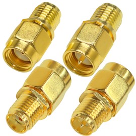 SMA Coaxial Connector 4 Pcs SMA Male/RP Male to Female/RP Female Coaxial Adapter Low Loss RF Coaxial Adapter for Radio Antenna, FPV Drone, Audio, Router