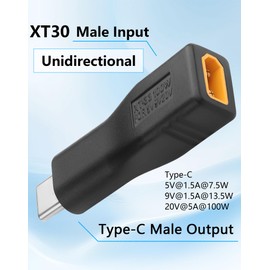 CERRXIAN XT30 to Type C Adapter, XT30 Male Input to Type-C Male PD 100W Output Power Adapter for RC Lipo Battery Quadcopter Laptop Phone
