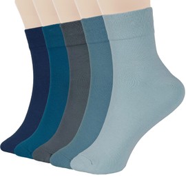 FGZ Women Thin Cotton Socks, Soft Cotton Bootie Socks Women Above Ankle Crew Socks 5 Pairs(Blue,8-10)