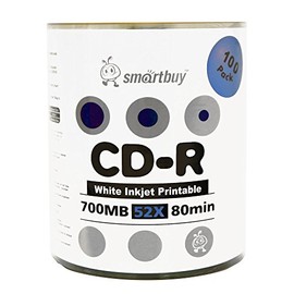 Smartbuy 700mb/80min 52x CD-R White Inkjet Hub Printable Blank Recordable Media Disc (1000-Disc)