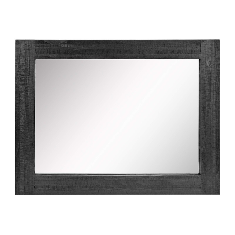 Stonebriar Rustic Rectangular Black Painted Wood Frame Hanging Wall Mirror