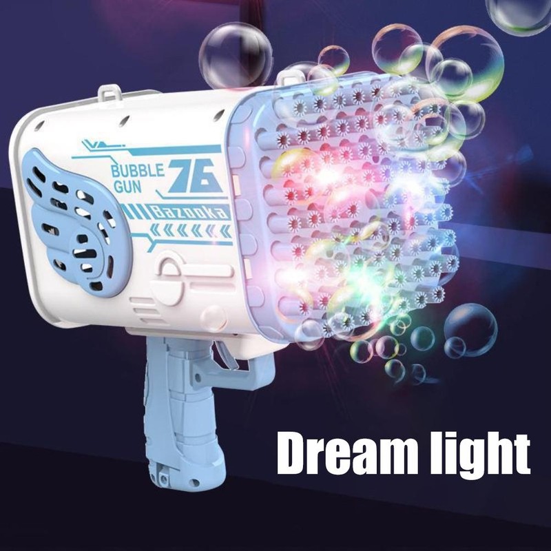 Bubble Blower 76 Holes Large Electric Bubble Shooting Toy with