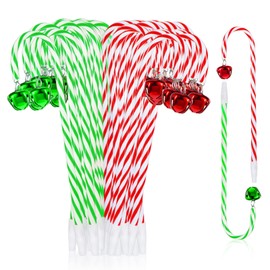 Queekay 48 Pcs Christmas Pens Red Green Candy Cane Pens with Bell Black Ink 0.7 mm Ballpoint Pens Fun Bell Pen for Christmas Party Favors Office Home Holiday Decor Gift Pens Stationery Supplies