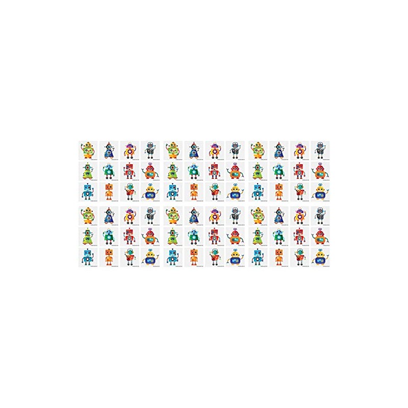 Henbrandt 72 x Robot Temporary Tattoos Children's Birthday Loot Party