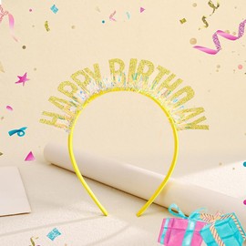 Outyua Birthday Headband Gold Happy Birthday Headbands Birthday Crown Princess Birthday Tiara Birthday Party Accessories for Women