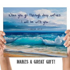 Isaiah 43:2"When You Go Through Deep Waters. I Will Be With You" Bible Verse Wall Print- Unframed 11 x 14 Color Print - Spiritual Gift or Family & Friends