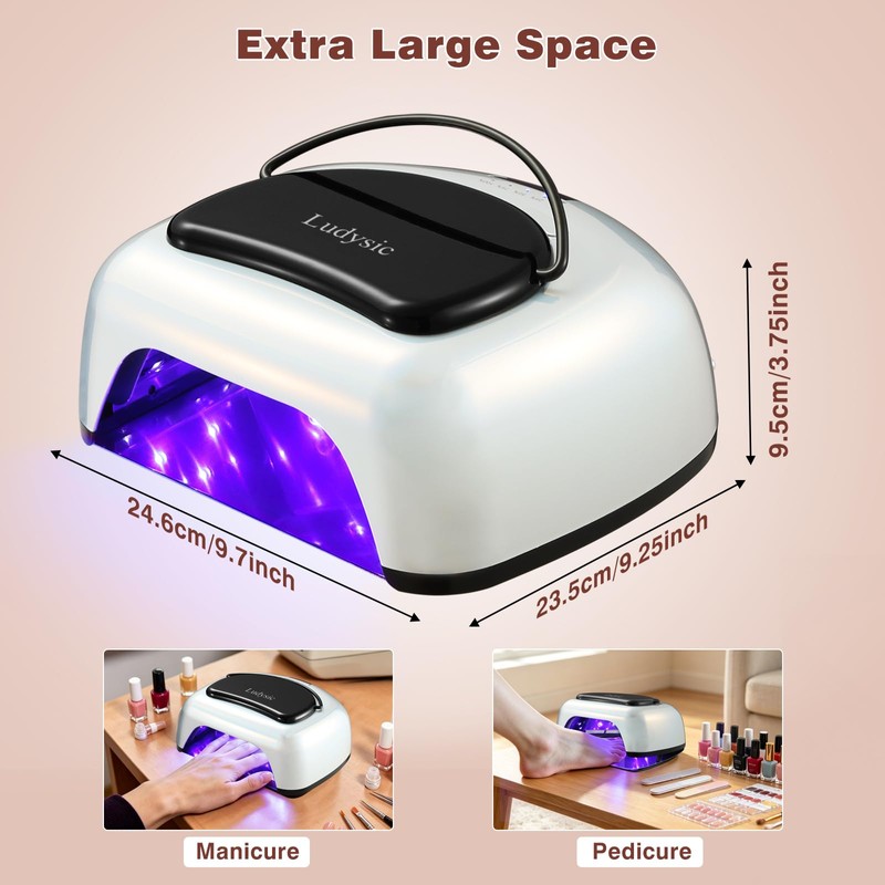 Professional Rechargeable 96W UV LED Nail Lamp, Cordless Nail Dryer