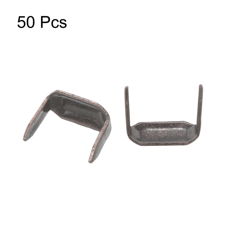 uxcell 50Pcs Brass Leather Staples, 8mm Two Prong Belt Loops