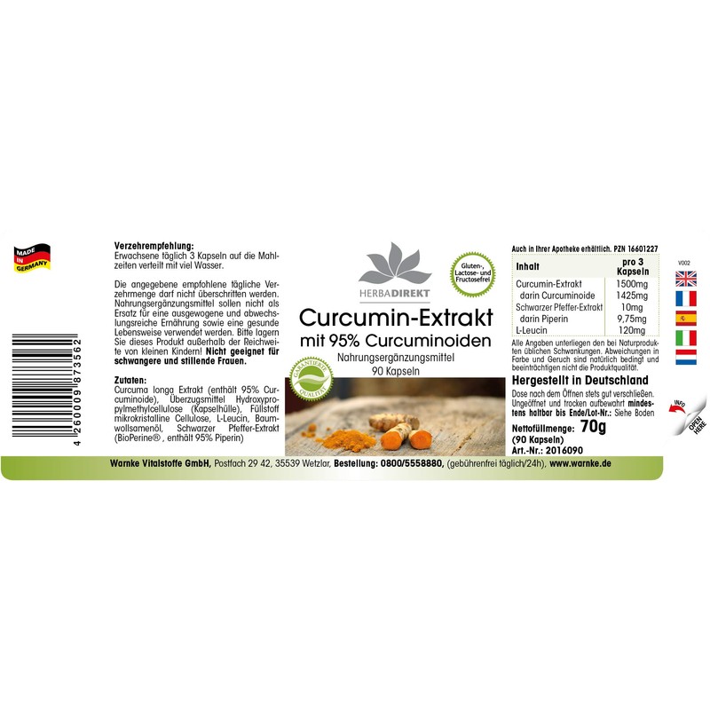 Curcuma (Turmeric) Capsules - Curcumin Extract with Black Pepper -