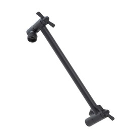 Shower Head Extension Arm by JS Jackson Supplies, Adjustable 10 Inch Showerhead Extender, Solid Brass Construction, Universal Tall Hi-lo Pipe Height Extending (Black Finish)