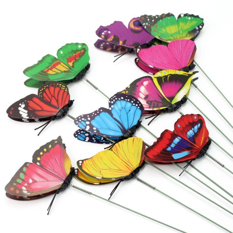 ULTNICE Pack of 10 Butterfly Flower Stakes Garden Decoration