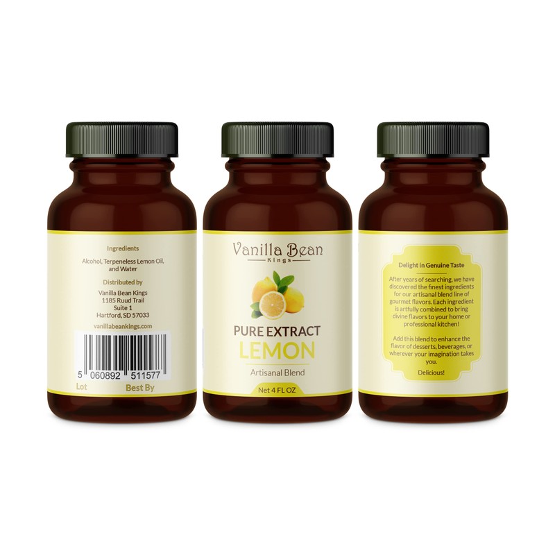 Pure Lemon Extract for Baking and Flavoring - 4 OZ