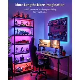 SUNLINKCO RGB+IC LED Strip Lights, Smart LED Light for Bedroom, Color Changing LED Strips with 44 Scene Modes, Segmented Control, for Bedroom Home TV Wall Décor, Party, Festival, Gathering