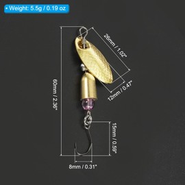 PATIKIL 1/5 oz Fishing Lures Spinnerbait, 10 Pack Single Hook Trout Spinners Casting Fishing Spinner Baits Tackle for Freshwater Saltwater Fishing, Gold Tone