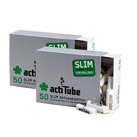 100&nbsp;ActiTube Charcoal Air Filters, Slim Tip, For Smoking