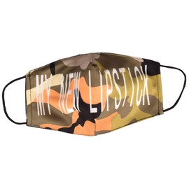 styleBREAKER Women's Fabric Mask Camouflage My New Lipstick, Double Layer, Reusable, Washable, Community Mask 08040006, Colour: Olive-Yellow/White